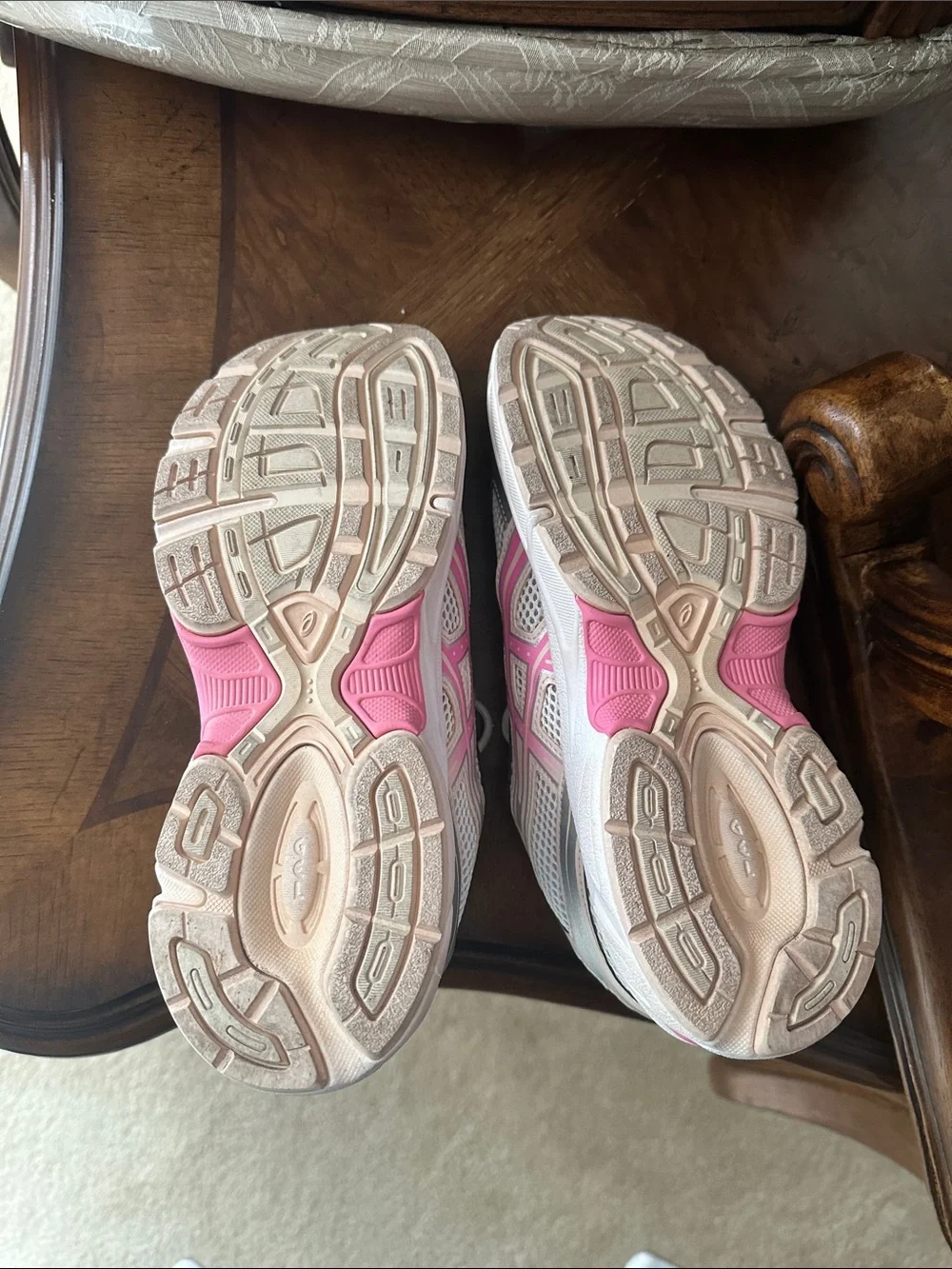 ASICS Big Kids White, Light Gray & Pink Athletic Sneakers